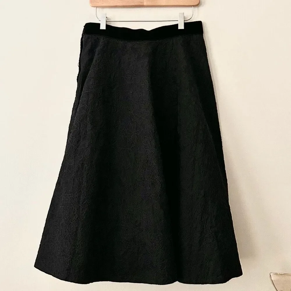 1950s Smart Set Sportswear Black Brocade Full Skirt Tulle Petticoat Velvet Waist